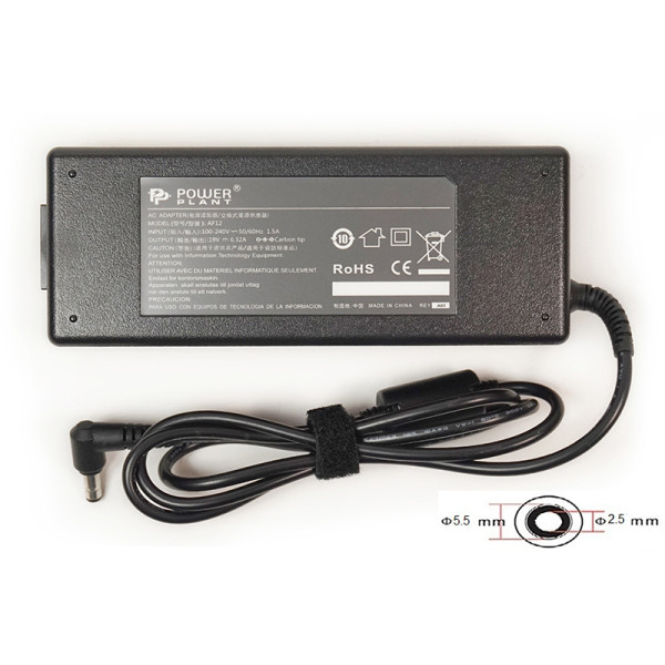 Блок живлення для ноутбуків PowerPlant ASUS 220 В, 19 В, 120 Вт, 6.32 А (5.5*2.5)