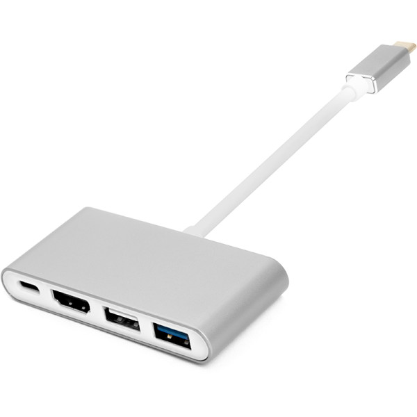 Переходник PowerPlant Type-C (M) - 4× USB 2.0/3.0, HDMI, Type-C (F)
