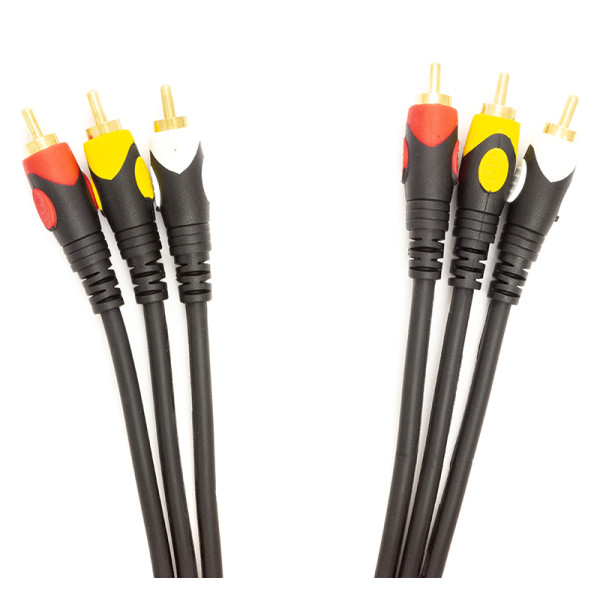Кабель PowerPlant 3xRCA (M) - 3xRCA (M), 1,5 м