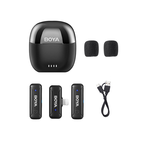 Радиосистема для iPhone (Lightning), 2 микрофона + 1 приемник Boya BY-WM3T-D2 charging case