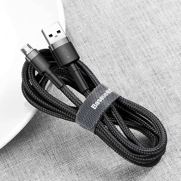 Кабель Baseus Cafule USB-кабель для Micro USB 2.4A 1 м сірий+чорний