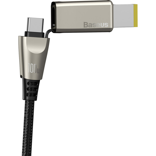 Кабель Baseus Flash Series One-for-two Fast Charging з квадратною головкою Type-C до C+DC 100 Вт 2 м чорний