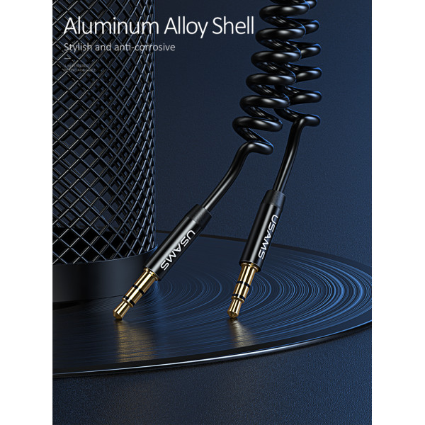 Аудио-кабель Usams US-SJ256 Spring Audio Cable 1.2m Black