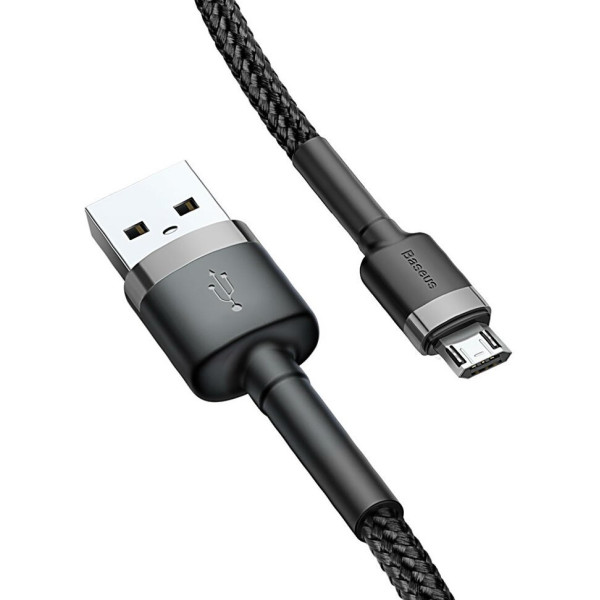 Кабель Baseus Cafule USB-кабель для Micro USB 2.4A 1 м сірий+чорний