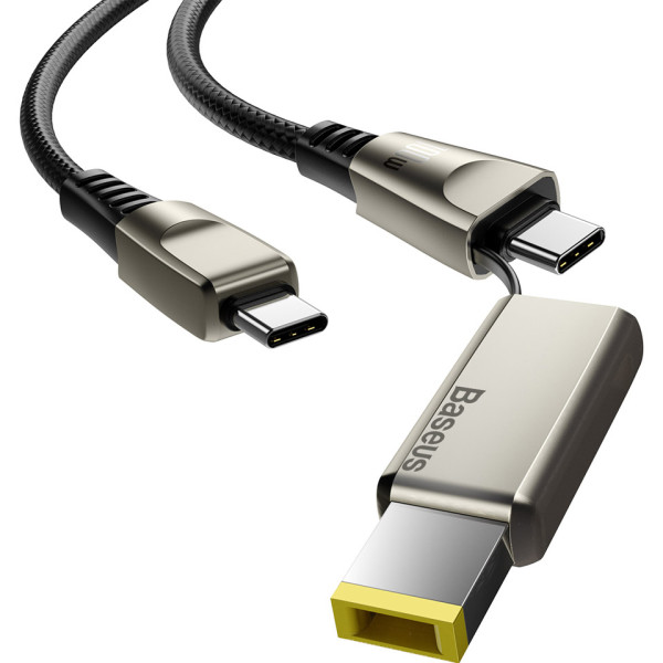 Кабель Baseus Flash Series One-for-two Fast Charging з квадратною головкою Type-C до C+DC 100 Вт 2 м чорний