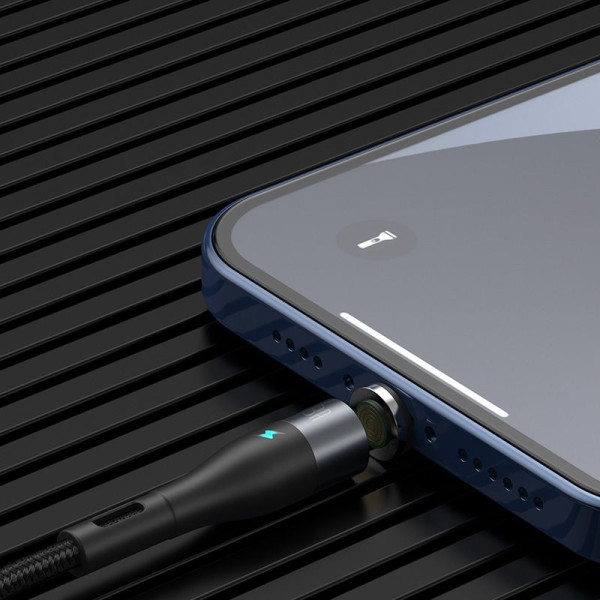 Кабель Baseus Zinc Magnetic Safe Fast Charging Data Cable USB до IP 2,4 А 1 м сірий+чорний