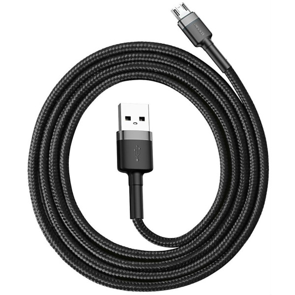 Кабель Baseus Cafule USB-кабель для Micro USB 2.4A 1 м сірий+чорний