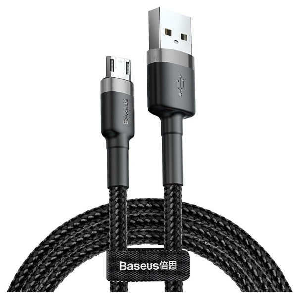 Кабель Baseus Cafule USB-кабель для Micro USB 2.4A 1 м сірий+чорний