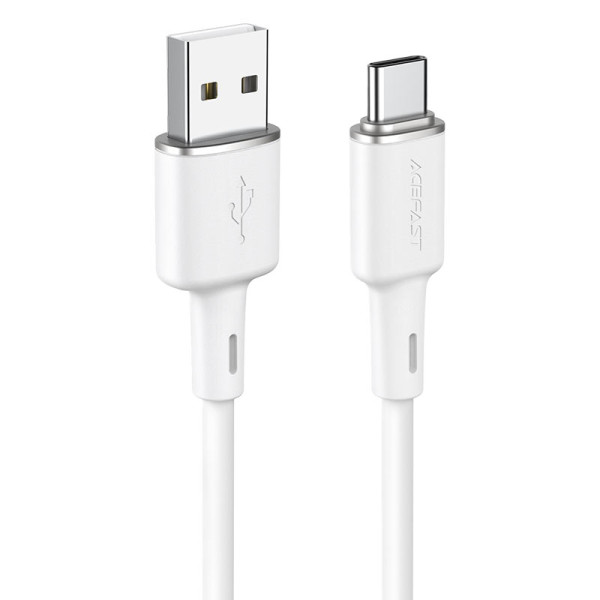 Кабель ACEFAST C2-04 USB to Type-C 3A, 1.2m, silicone, zinc connectors, White