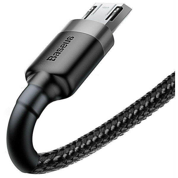 Кабель Baseus Cafule USB-кабель для Micro USB 2.4A 1 м сірий+чорний