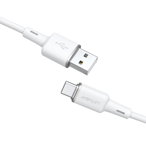 Кабель ACEFAST C2-04 USB to Type-C 3A, 1.2m, silicone, zinc connectors, White