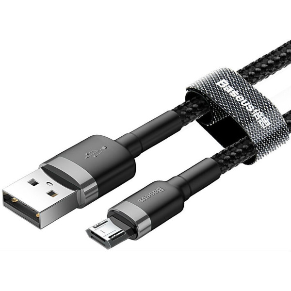 Кабель Baseus Cafule USB-кабель для Micro USB 2.4A 1 м сірий+чорний