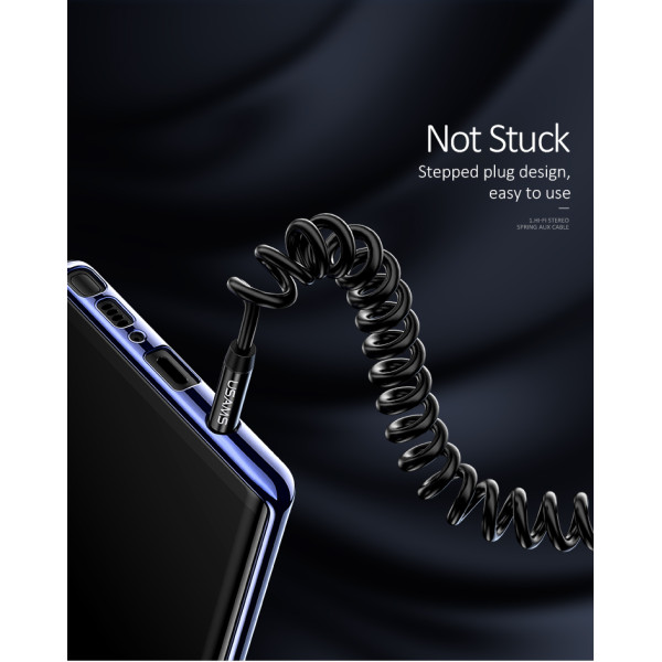 Аудио-кабель Usams US-SJ256 Spring Audio Cable 1.2m Black