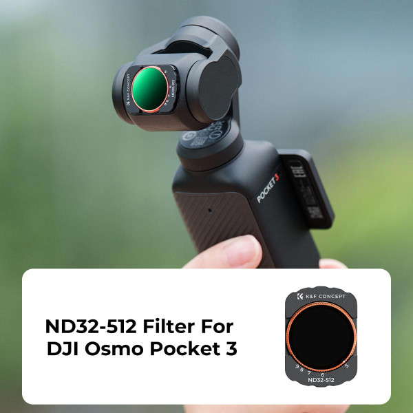 Переменный ND-фильтр K&F Concept VND32–512 (5–9 стопов) для DJI Osmo Pocket 3 — магнитный, 28-слойное нано-покрытие, HD-оптика (KF01.2545)