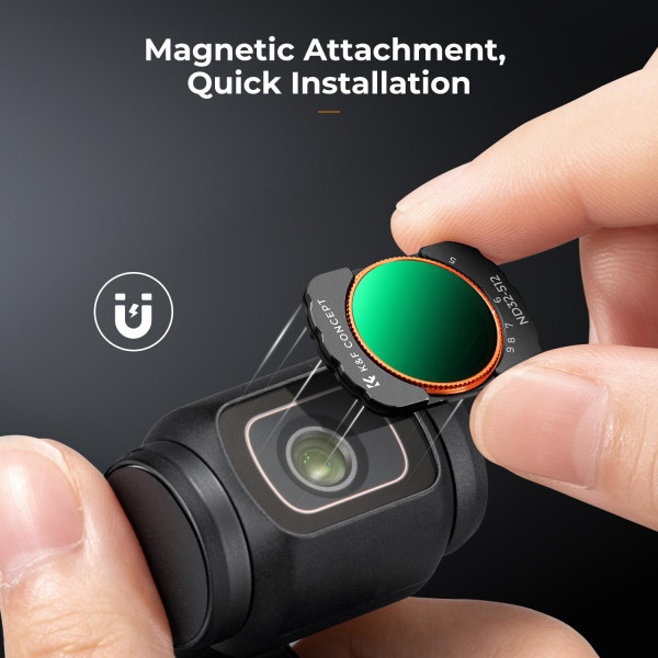 Переменный ND-фильтр K&F Concept VND32–512 (5–9 стопов) для DJI Osmo Pocket 3 — магнитный, 28-слойное нано-покрытие, HD-оптика (KF01.2545)