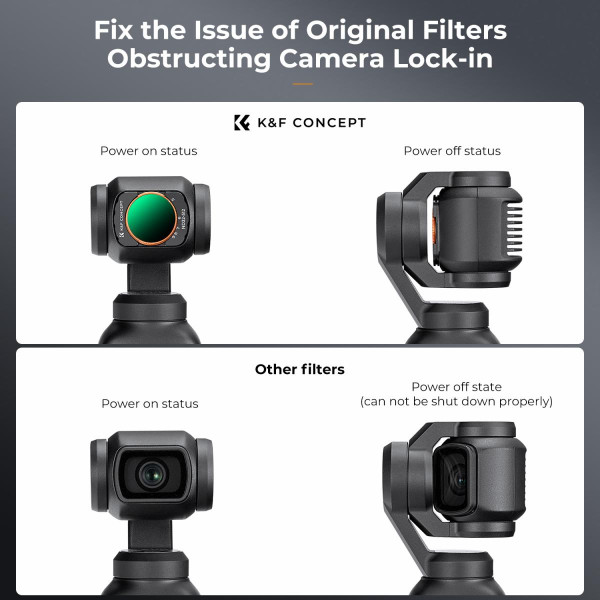 Переменный ND-фильтр K&F Concept VND32–512 (5–9 стопов) для DJI Osmo Pocket 3 — магнитный, 28-слойное нано-покрытие, HD-оптика (KF01.2545)