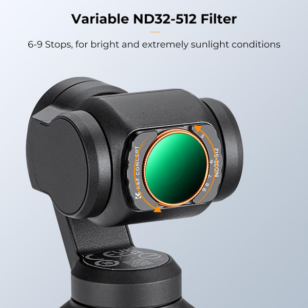 Переменный ND-фильтр K&F Concept VND32–512 (5–9 стопов) для DJI Osmo Pocket 3 — магнитный, 28-слойное нано-покрытие, HD-оптика (KF01.2545)