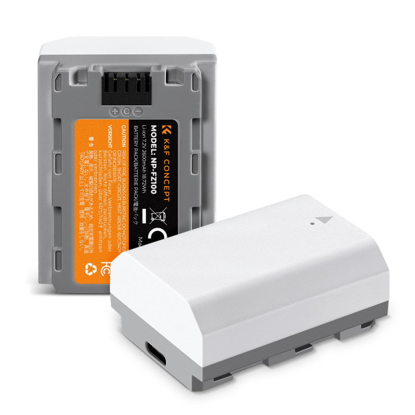 Набор аккумуляторов K&F Concept NP-FZ100 2600mAh Type-C для камер Sony (2 шт.) (KF28.0034S1)