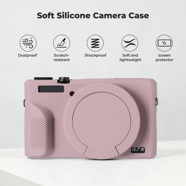 Силіконовий захисний чохол K&F Concept для Canon G7 X Mark III — із захисним склом для екрана, протиударний, фіолетовий (KF31.231)
