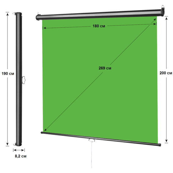 Фон ролет Visico RB-1820 Chroma Key Screen зелений (1,8x2м)
