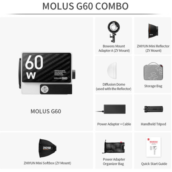 Двоколірний кишеньковий моноблок Zhiyun MOLUS G60 COB (комбінований комплект)