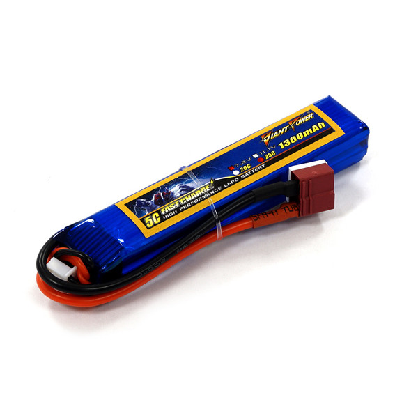 Акумулятор для страйкболу Giant Power (Dinogy) Li-Pol 1300 мАч 7.4 В 103x20x16 мм T-Plug 25C