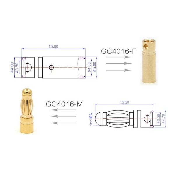 50 шт - Коннекторы AMASS PLUG 4.0MM Male