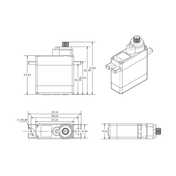Сервопривод микро 8.5г Corona DS843MG 4.8кг/0.10сек/6.0В