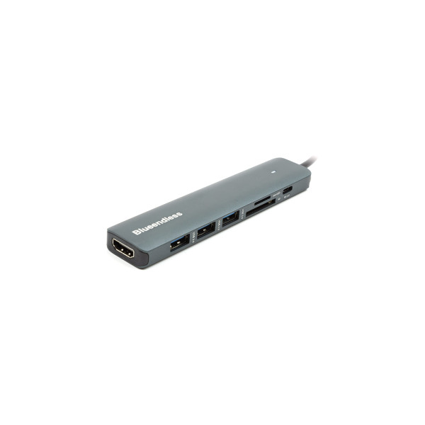 Концентратор USB Type-C до HDMI, 3× USB Type-A, SD, TF, USB Type-C PD100W POWERPLANT (CA913848)