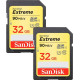 Карта пам'яті SDHC (UHS-1 U3) SanDisk Extreme 32 ГБ класу 10 (90 МБ/с, 600x) пакет з двох шт.