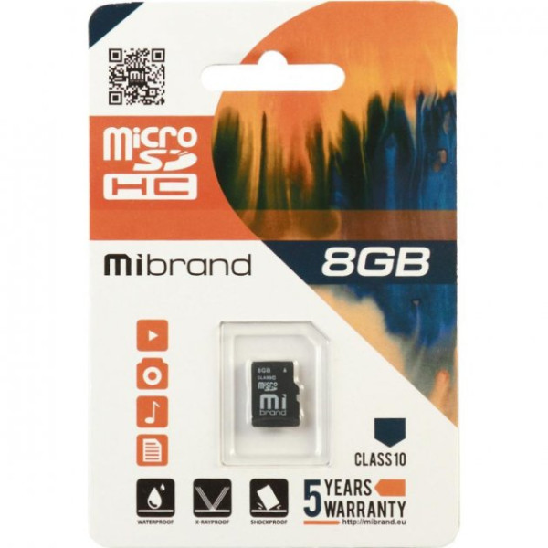 Карта памяти microSDHC Mibrand 8Gb class 6