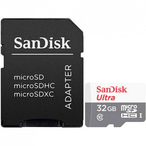 Картка пам'яті microSDHC (UHS-1) SanDisk Ultra 32 ГБ класу 10 A1 (100 МБ/с) (адаптер SD)