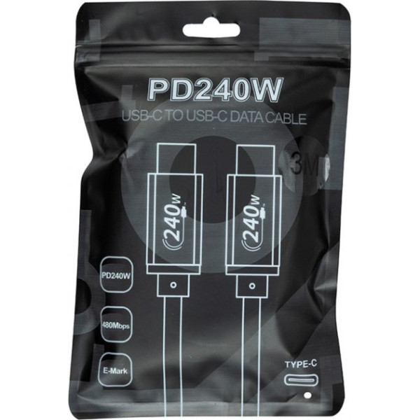 Кабель San Guan USB Type-C - USB Type-C PD 240W 3 м Чорний (CA914128)