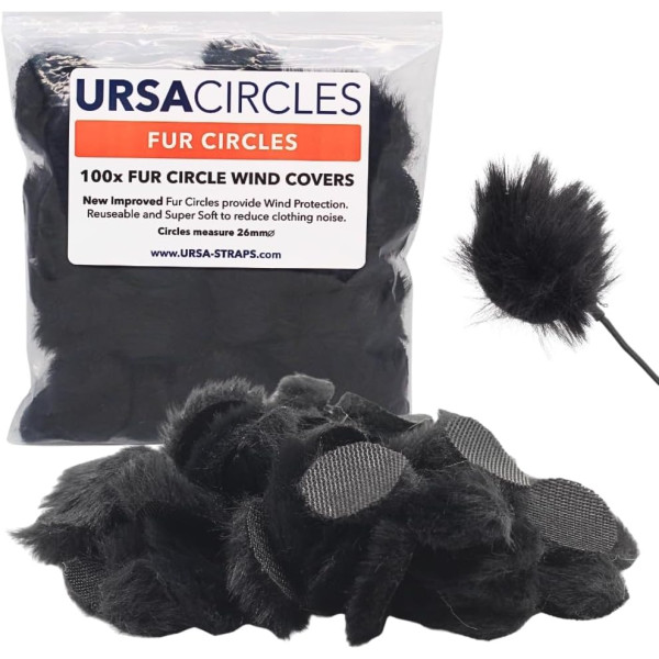 Меховые ветрозащитные кружки для петличного микрофона URSA Straps Fur Circles, 100 шт., черные (U-FC-100-BLK)