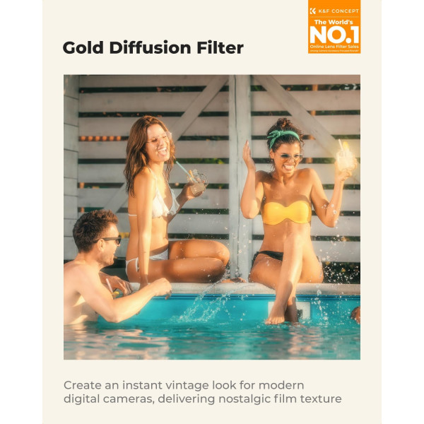 Светофильтр K&F Concept Gold Diffusion 1/4 82 мм Nano-Xcel для кинематографического теплого свечения (KF01.3223V2)