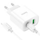 Сетевое зарядное устройство с кабелем HOCO C80A Plus Rapido PD20W+QC3.0 charger set(C to iP) White