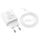 Сетевое зарядное устройство с кабелем HOCO C80A Plus Rapido PD20W+QC3.0 charger set(C to iP) White