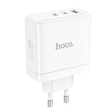 Сетевое зарядное устройство HOCO N30 Glory PD65W three-port(2C1A) fast charger White
