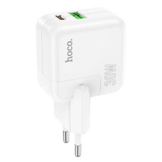 Сетевое зарядное устройство HOCO C111A Lucky dual-port PD30W+QC3.0 charger White