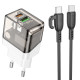 Сетевое зарядное устройство с кабелем BOROFONE BA80A Scenery PD20W+QC3.0 charger set (Type-C to Type-C) Transparent Black