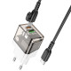 Сетевое зарядное устройство с кабелем BOROFONE BA80A Scenery PD20W+QC3.0 charger set (Type-C to Type-C) Transparent Black