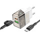 Сетевое зарядное устройство с кабелем BOROFONE BA80A Scenery PD20W+QC3.0 charger set (Type-C to Type-C) Transparent Black