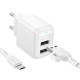 Сетевое зарядное устройство с кабелем BOROFONE BAS41A Potential dual-port charger set(Micro) White