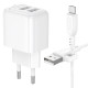 Сетевое зарядное устройство с кабелем BOROFONE BAS41A Potential dual-port charger set(Micro) White