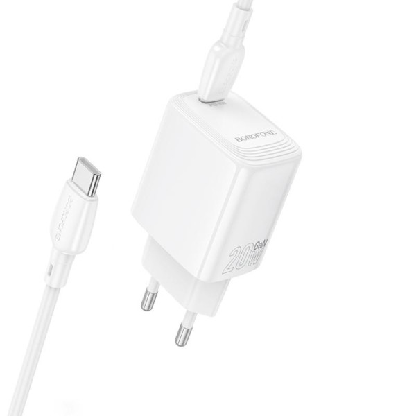 Сетевое зарядное устройство с кабелем BOROFONE BN26 Fuente single-port PD20W charger set (C to C) (EU) White