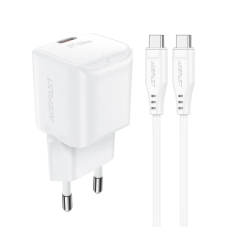 Сетевое зарядное устройство с кабелем ACEFAST A73 mini PD20W GaN single USB-C charger set (C3-03) White