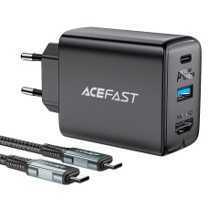 Сетевое зарядное устройство с кабелем ACEFAST A17 65W GaN multi-function HUB 4K HDMI USB-A Black