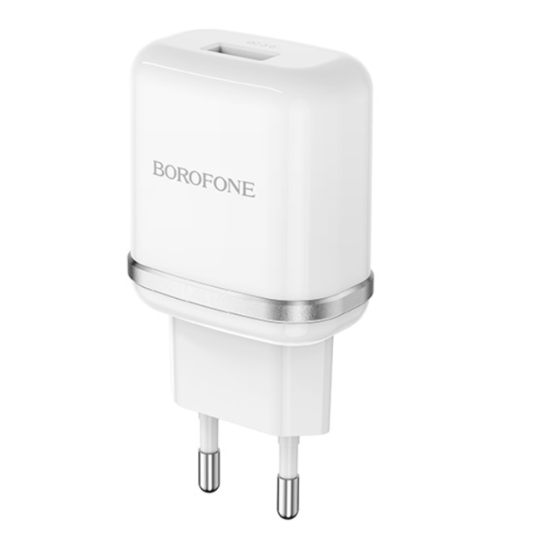 Сетевое зарядное устройство с кабелем BOROFONE BA36A High speed single port QC3.0 charger set 18W (Type-C) White