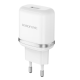 Сетевое зарядное устройство с кабелем BOROFONE BA36A High speed single port QC3.0 charger set 18W (Type-C) White