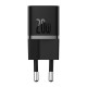 Мережевий зарядний пристрій з кабелем Baseus GaN5 Fast Charger(mini) 1C 20W ЄС Cluster чорний(З: кабелем швидкої зарядки Type-C)